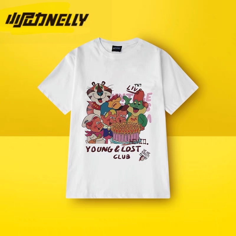 [Có sẵn] Áo thun Nelly heybig young lost trắng hồng