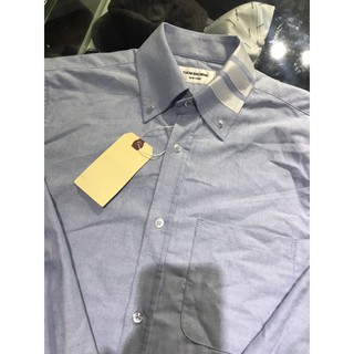 TB - ÁO SƠ MI NAM NỮ TAY DÀI OXFORD THOM BROWN, XANH VIỀN 4 SỌC TRẮNG Ở CỔ, ĐỦ TAGS, CỜ SAU GÁY, MENSWEAR WOMENSWEAR
