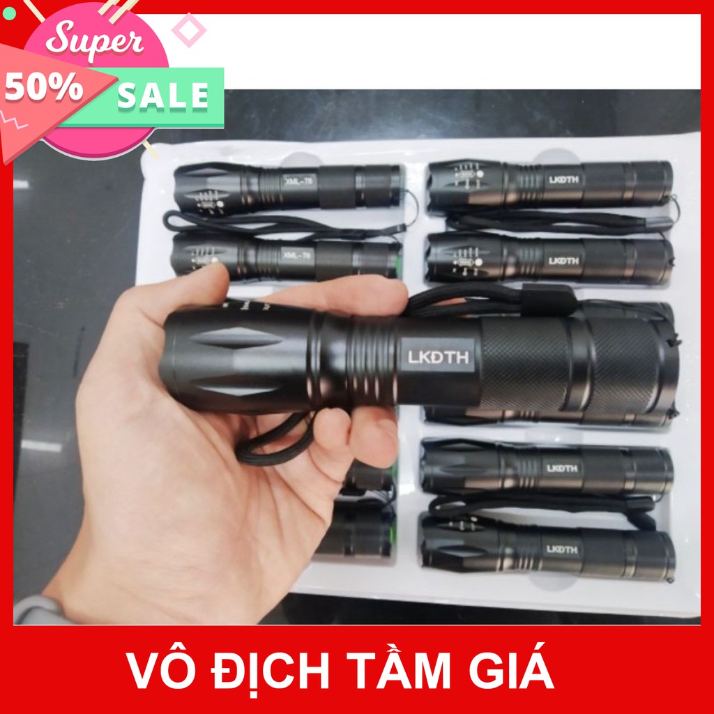 Đèn pin siêu sáng T6 nhôm nguyên khối chống nước pin 18650 hoặc AAA đèn pin sạc Zoom X2000 rẻ như bán sỉ 100% mua ngay g