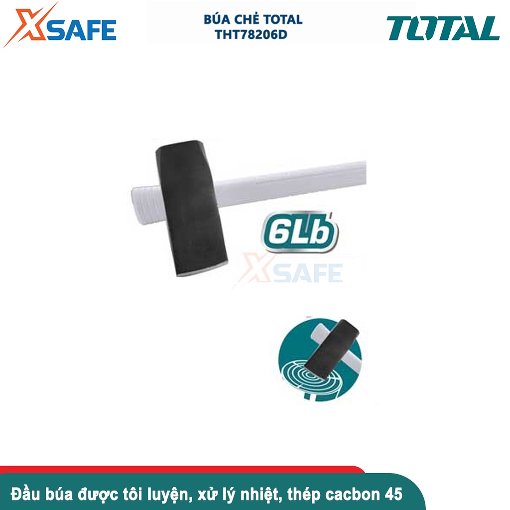 Búa chẻ 6LB TOTAL THT78206D, búa chẻ (tay cầm ngược) đầu búa được đúc rèn nguyên khối, chịu nhiệt - chính hãng