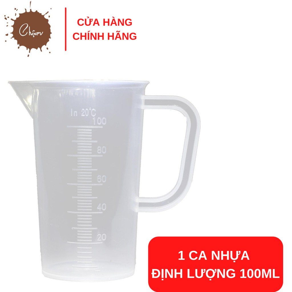 Ca nhựa định lượng 100ml dùng để đong nước chế cà phê phin