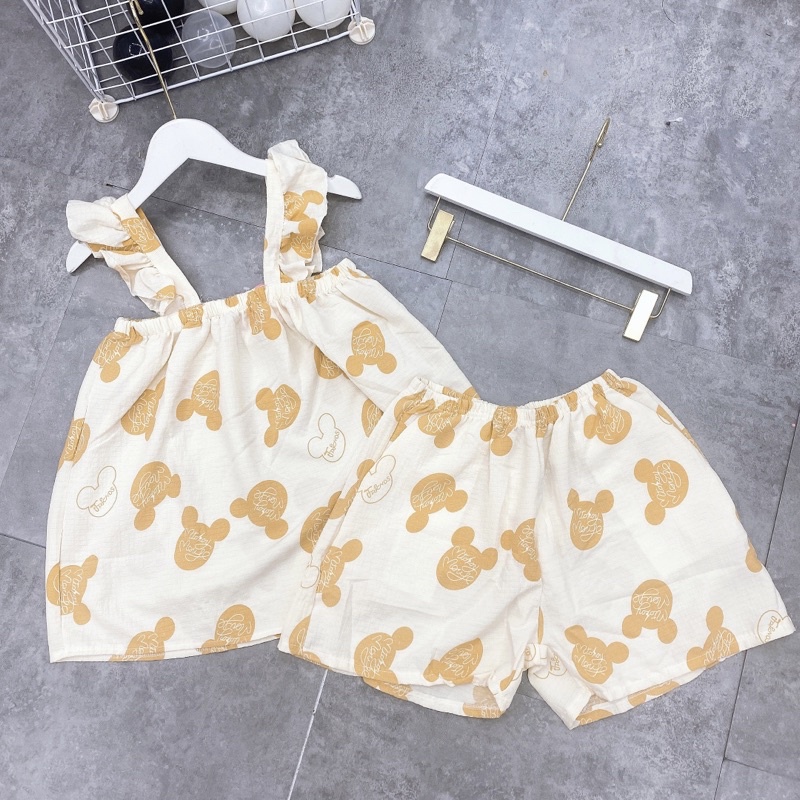 Bộ ngủ mặc nhà chất đũi xốp hai dây cánh tiên đồ ngủ xinh dễ thương