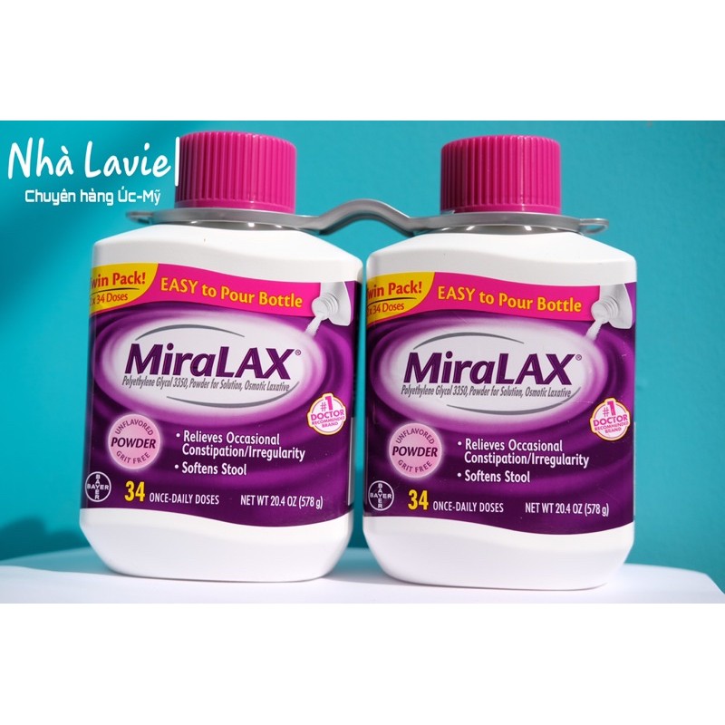 Bột uống hỗ trợ giảm táo bón MiraLax Mỹ hộp 574gr