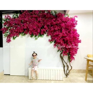 Hoa giả decor hoa giấy ngũ sắc cao 1met nhiều màu giống thật làm giàn leo cho cây