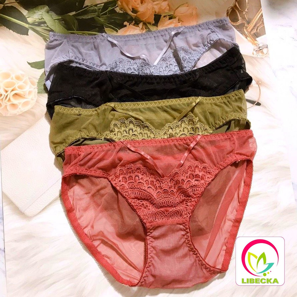 Quần lót nữ dễ thương Ren hoa văn cổ xuyên thấu cao cấp siêu đẹp kháng khuẩn thông hơi Sexy gợi cảm LIBECKA QLN1907