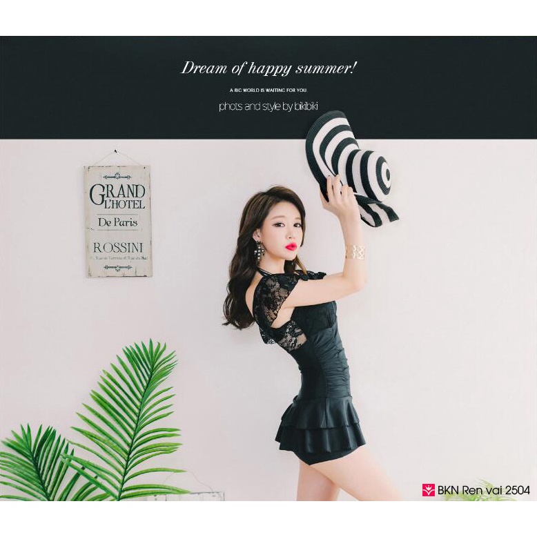 Bikini Ren vai kín đáo 2504 - Luliqueen - Đồ bơi đen váy đùi đi biển quyến rũ, sexy