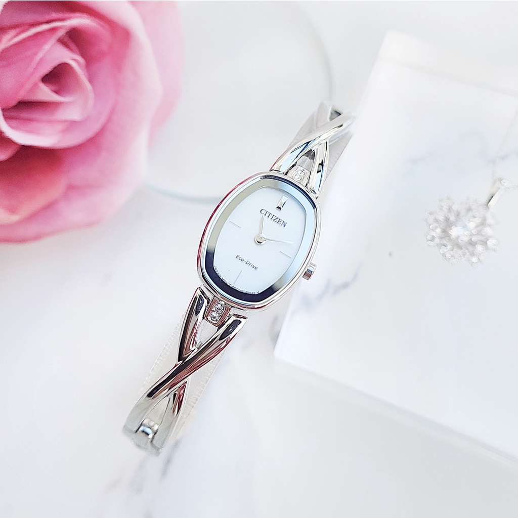 Đồng Hồ Nữ CITIZEN EX1410-53A ECO-DRIVE Lắc tay dây sắt trắng