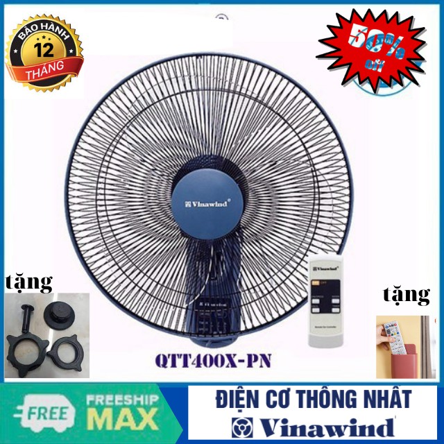 [ MUA 1 TẶNG 4 ] Quạt Treo Tường Vinawind 400X-PN - Có Điều Khiển -Sải Cánh 400-46W- Quạt Đẹp-Chắc -Khỏe -Êm -Bh 12T