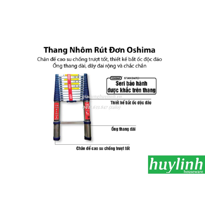 Thang nhôm rút đơn Oshima TD-51- 5.1 mét