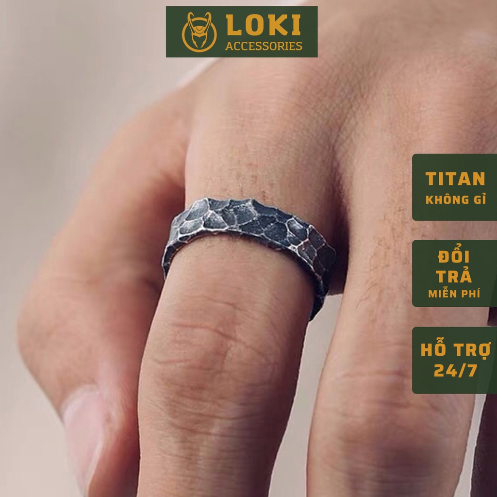 Nhẫn nam nữ tròn thời trang unisex Loki Accessories màu bạc chất Titan đẹp đơn giản không gỉ - Nhẫn Rock
