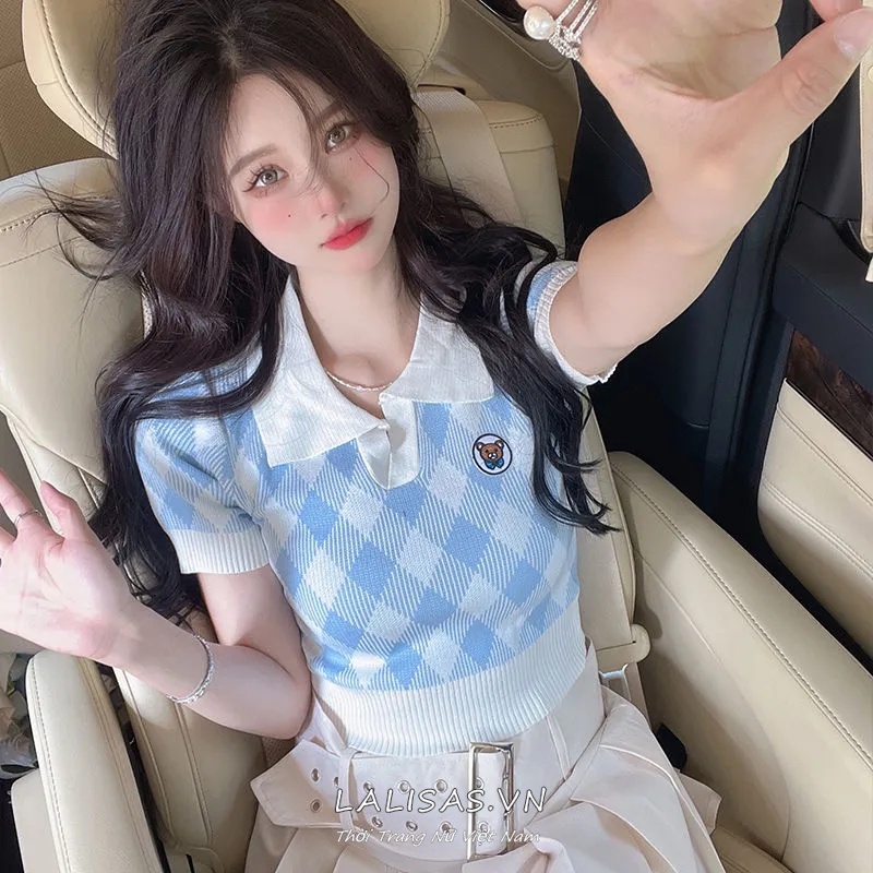 Áo dệt kim cổ chữ v thời trang Hàn Quốc dễ phối đồ cho nữ