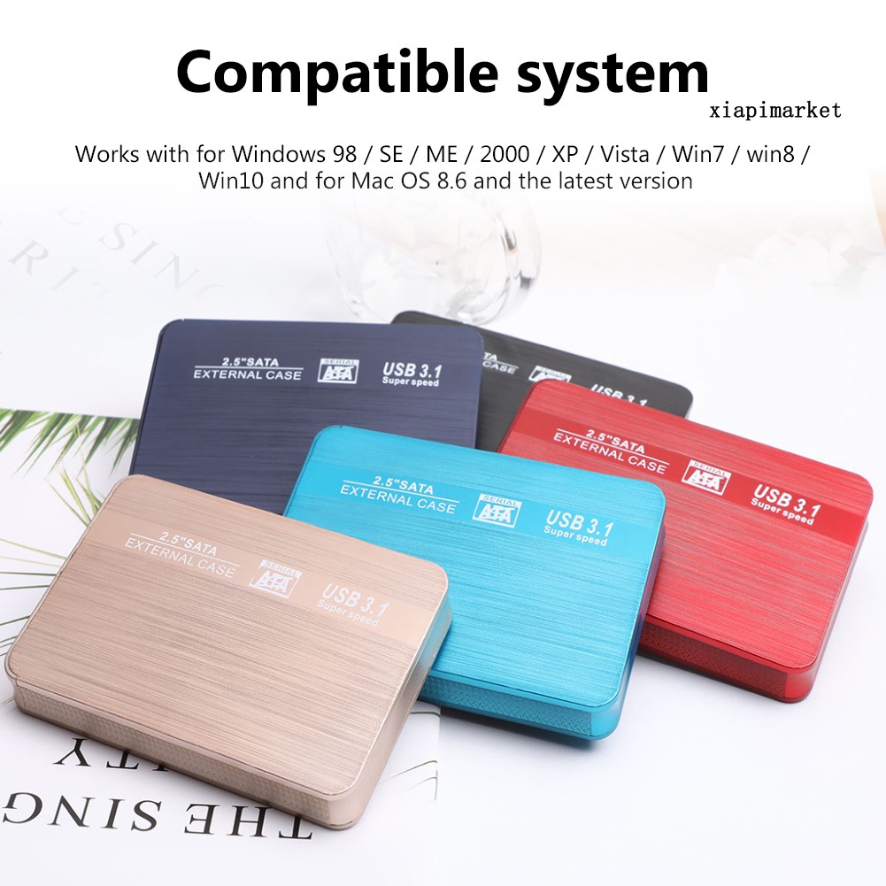 MAT_Type-C USB 3.1 2.5inch SATA External SSD HDD Hard Disk Drive Case Adapter Box