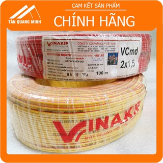 Dây Đôi vcmd 2x1.5 Vinakip 100% Đồng Nguyên Chất Dây điện có hai màu dễ dàng phân biệt âm dương