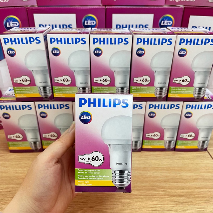 Bóng đèn LED Philips Ecobright 5W 3000K E27 A60 - Ánh sáng vàng