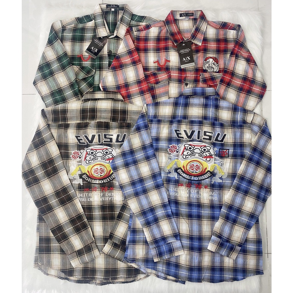 Áo sơ mi nam vải nỉ evisu cao cấp Hot Trend
