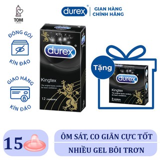 Combo Hộp Bao Cao Su Durex Kingtex ôm sát size nhỏ Hộp 12c + KÈM 1 Hộp Bao Cao Su 3c Size nhỏ Ôm Sát - CHÍNH HÃNG