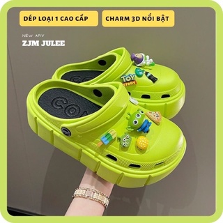 Dép Cross nữ đế 6cm siêu nhẹ kèm Sticker dễ thương - dép nữ hot new - dép cros nữ siêu cute năm nay