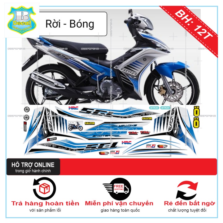 ( Quí khách vui lòng mang ra tiệm cho thợ dán ) Tem EX 2011 HOA VĂN BẠC XANH [Bi Decal]