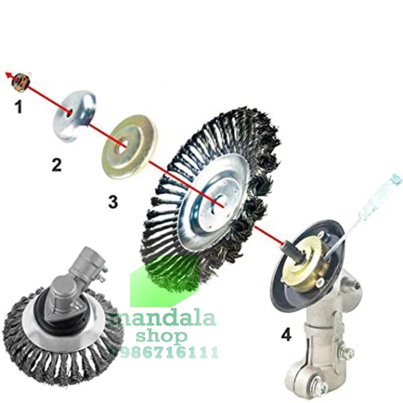 Chổi sắt gắn máy cắt cỏ, dũi sát gốc cỏ, dũi bay rêu mốc sân vườn