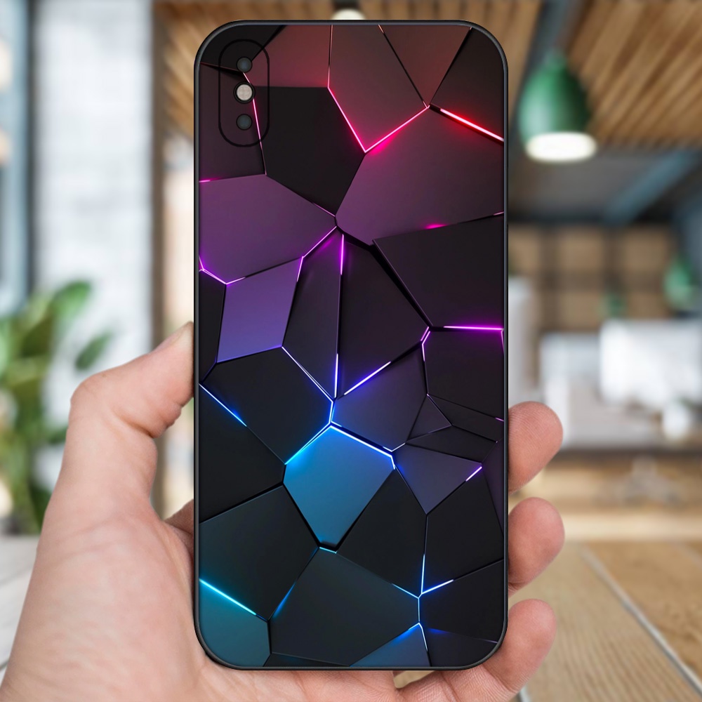 Ốp lưng iPhone Xs Max dẻo đen cạnh vuông in hình hoạ tiết 3D