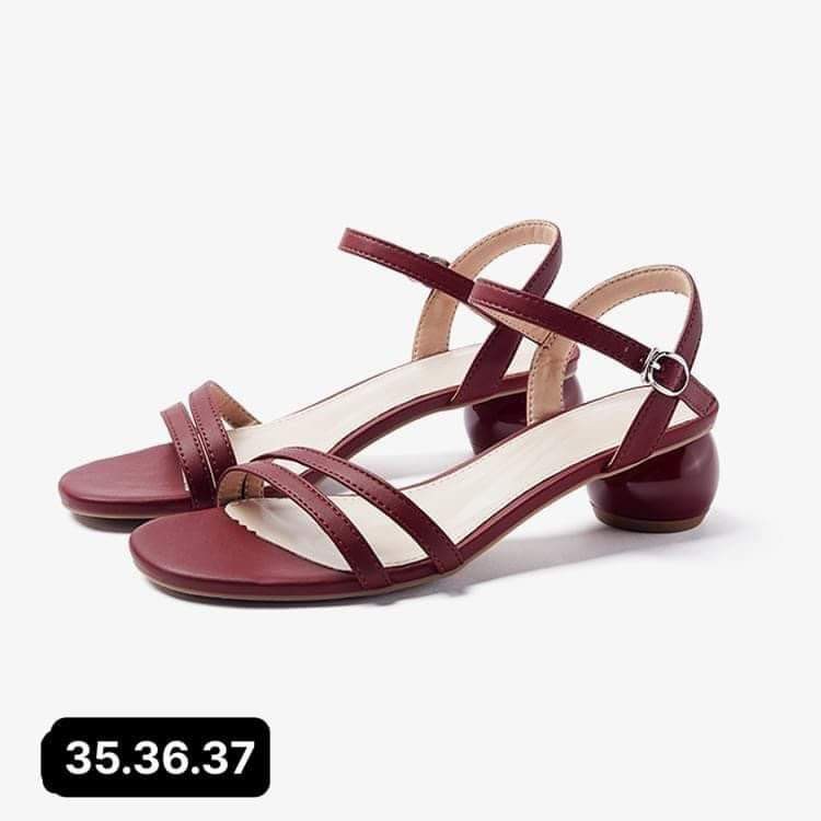 (Ảnh thật) Giày sandal nữ đẹp gót tròn 5 phân màu đỏ tía Dily chính hãng
