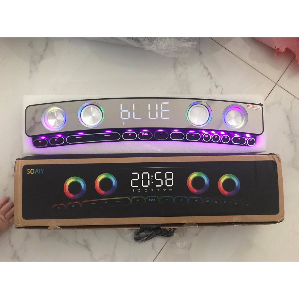 Loa Bluetooth LED RGB quang phổ 10 chế độ Led cao cấp - Tích hợp Đồng hồ + Nhiệt độ, Kết nối PC, TV - Soaiy SH39 cao cấp
