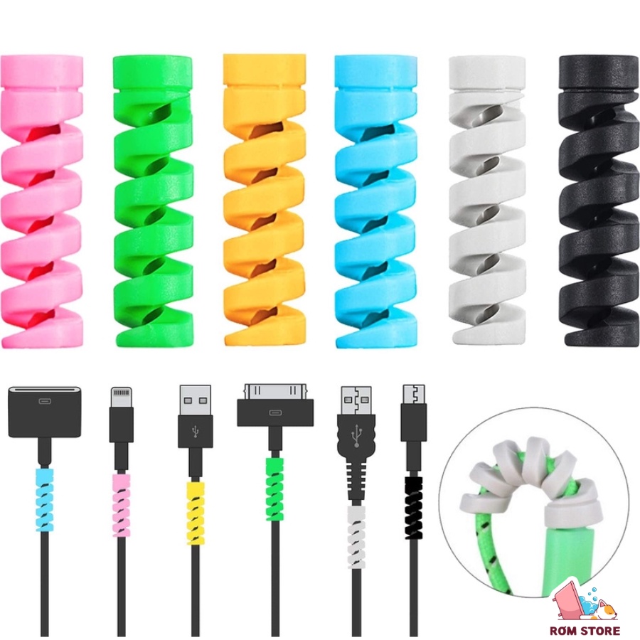 Phụ kiện lò xo silicon quấn bảo vệ đầu dây cáp sạc / tai nghe tiện dụng chất lượng cao chống đứt gãy Rơm Store