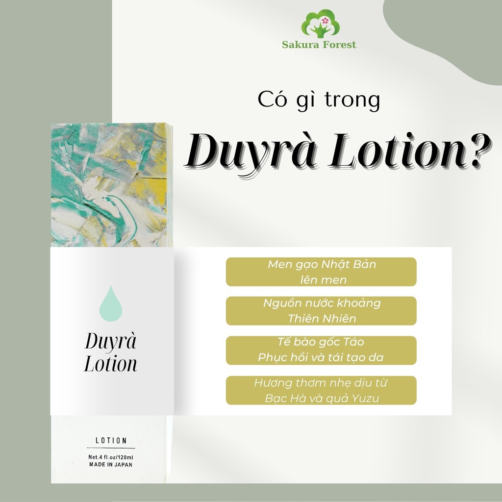 Tinh Chất Dưỡng Ẩm, Dưỡng Sáng Da Duyrà Lotion, Nước Cân bằng Da Se Khít Lỗ Chân Lông, 100ml