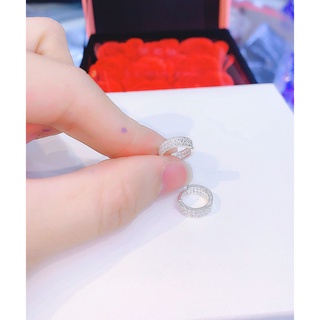 Bông tai bạc ta khoen tròn nạm đá,Khuyên tai tròn bạc ta gắn đá Minh Tâm Jewelry