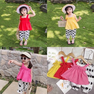 Bộ đũi 2 dây quần chấm bi cho bé gái