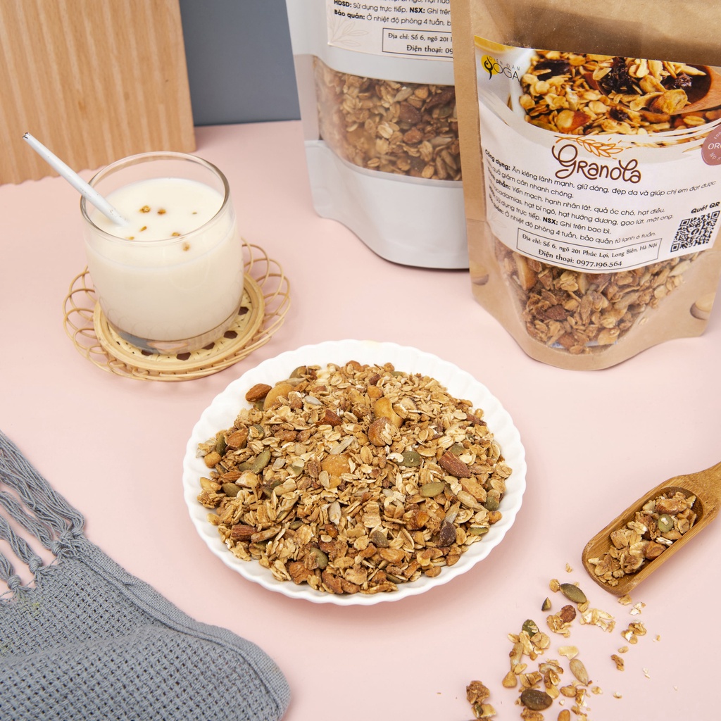 [Mã BMBAU50 giảm 7% đơn 99K] Granola siêu hạt, hương vị nhà làm - Thư viện Yoga - Ngũ cốc giảm cân nướng mật ong