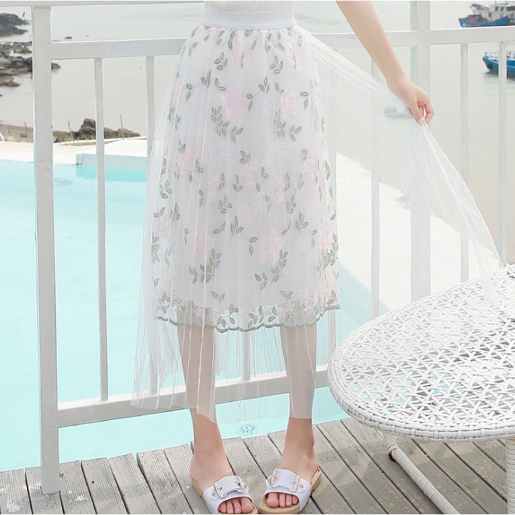 Chân Váy Ren Xòe Hoa Ba Lớp vintage dễ thương VAY70