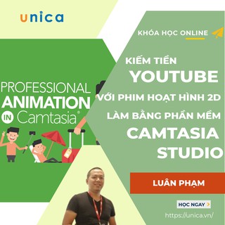 Toàn quốc- [Evoucher] FULL khóa học Kiếm tiền Youtube với Phim Hoạt Hình 2D làm bằng phần mềm Camtasia Studio