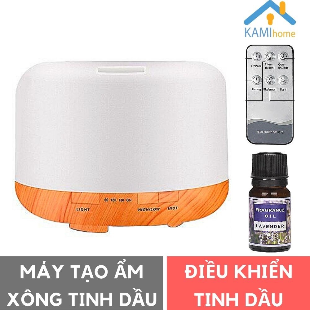 Máy xông tinh dầu phun sương tạo ẩm khuếch tán (Có điều khiển và Tinh dầu) hình Trụ cỡ từ 300-500ml mã 1701x