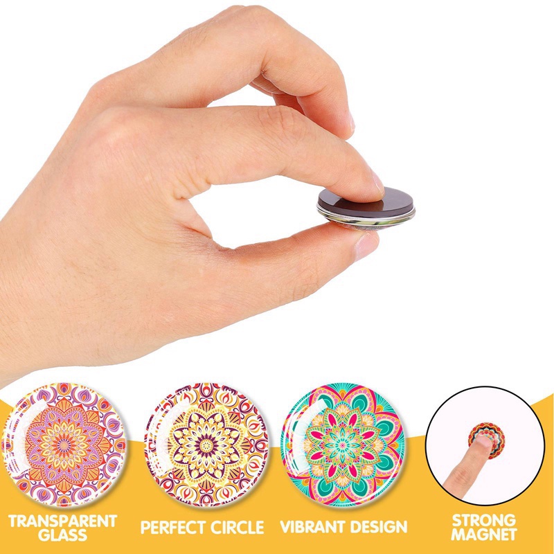 Bộ 12 Nam Châm Gắn Tủ Lạnh Hình Hoa Mandala
