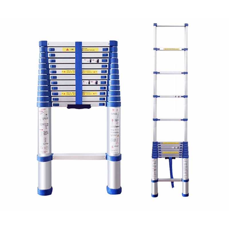 Thang nhôm rút đơn cao cấp DIY 3.2m - 3.8m - 4.4m - 5.0m - tải trọng 150kg, đế cao su chống trượt, nút khóa chắc chắn