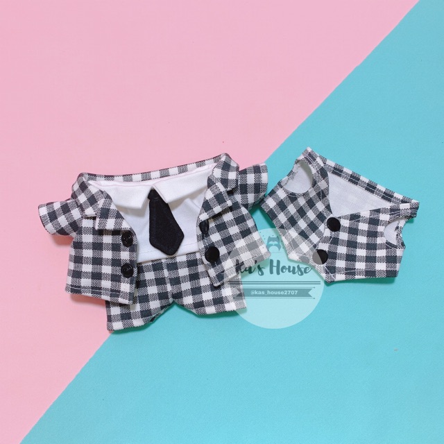 {20cm} set vest kèm gile cảo, outfit doll, outfit cho doll