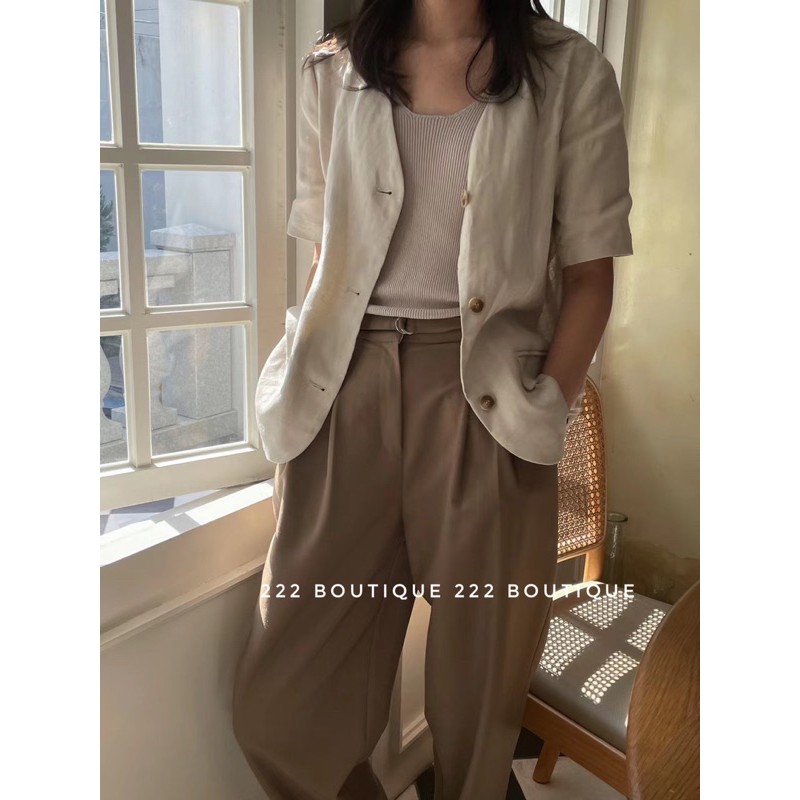 [Mã SR14MAY5 giảm 20K đơn 50K] Áo blazer cổ V linen HQ | BigBuy360 - bigbuy360.vn