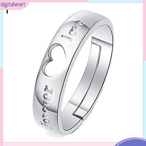 Nhẫn đôi mạ bạc khắc chữ Forever Love đính đá Zircon