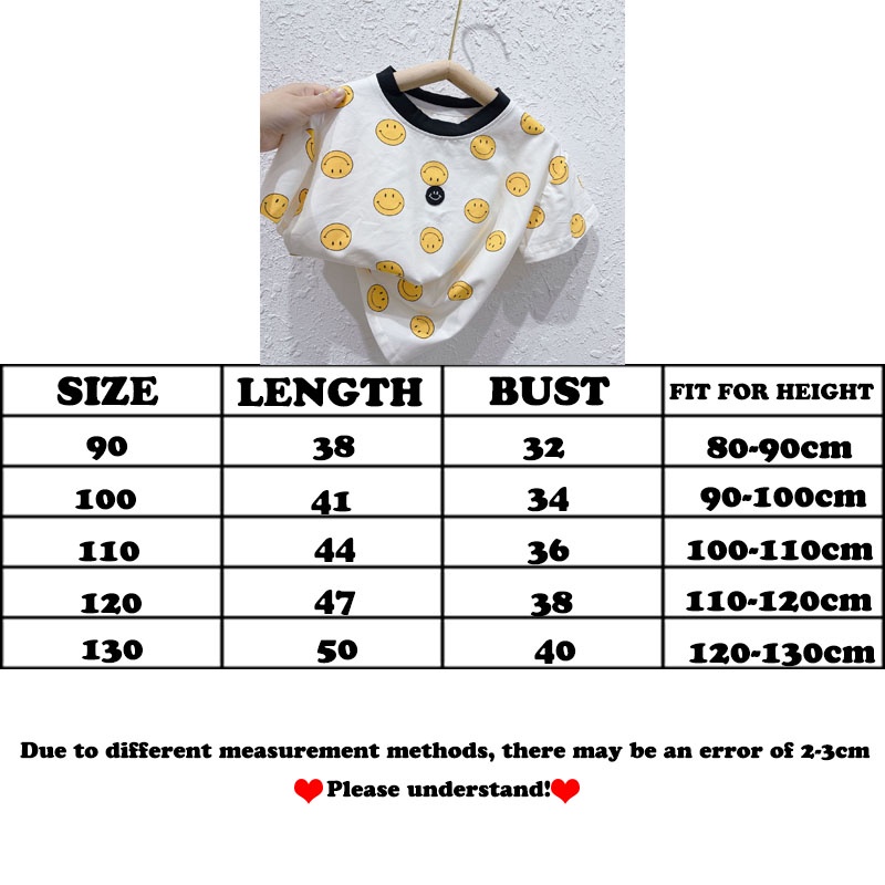 Áo Thun Tay Ngắn In Hình Mặt Cười Hoạt Hình Phong Cách Hàn Quốc Cho Bé Trai