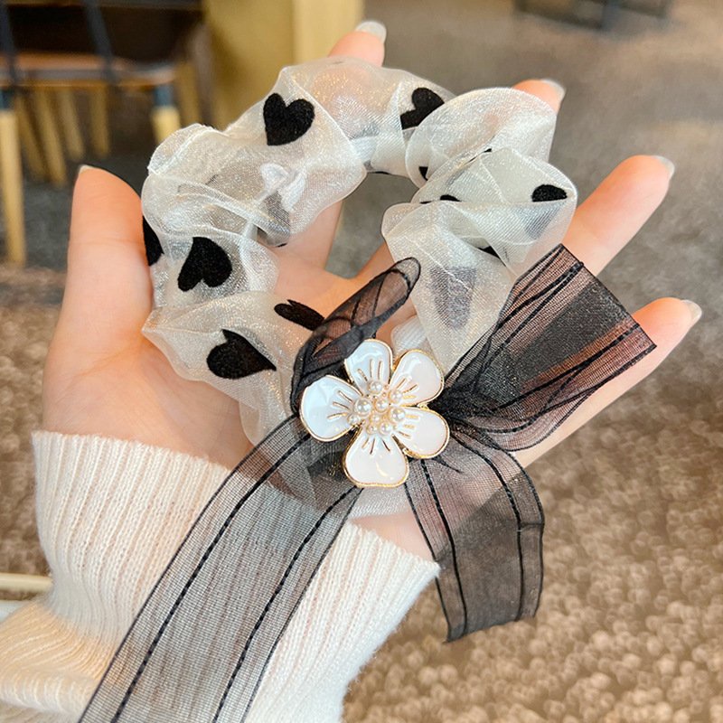 Dây buộc tóc, cột tóc scrunchies HOA PHỐI NƠ cao cấp Hàn Quốc