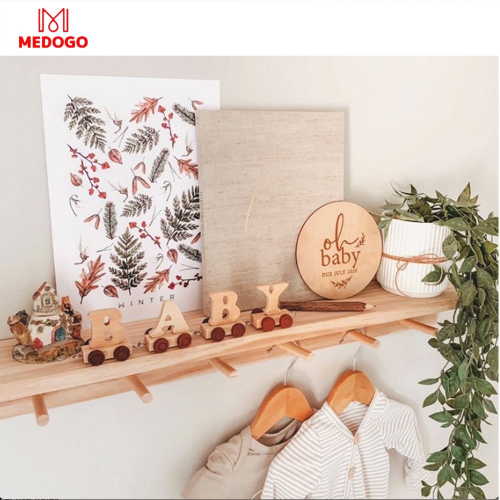 Móc MEDOGO Treo Áo Khoác, Khăn, Đồ Dùng Gắn Tường Bằng Gỗ Thông,cải tiến có gờ