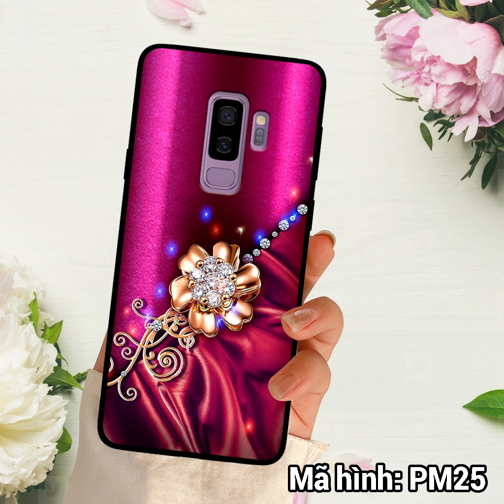 Ốp điện thoại Samsung S9/S9 PLUS chất liệu KÍNH tráng gương in hình hoa sang trọng,ốp lưng bền đẹp