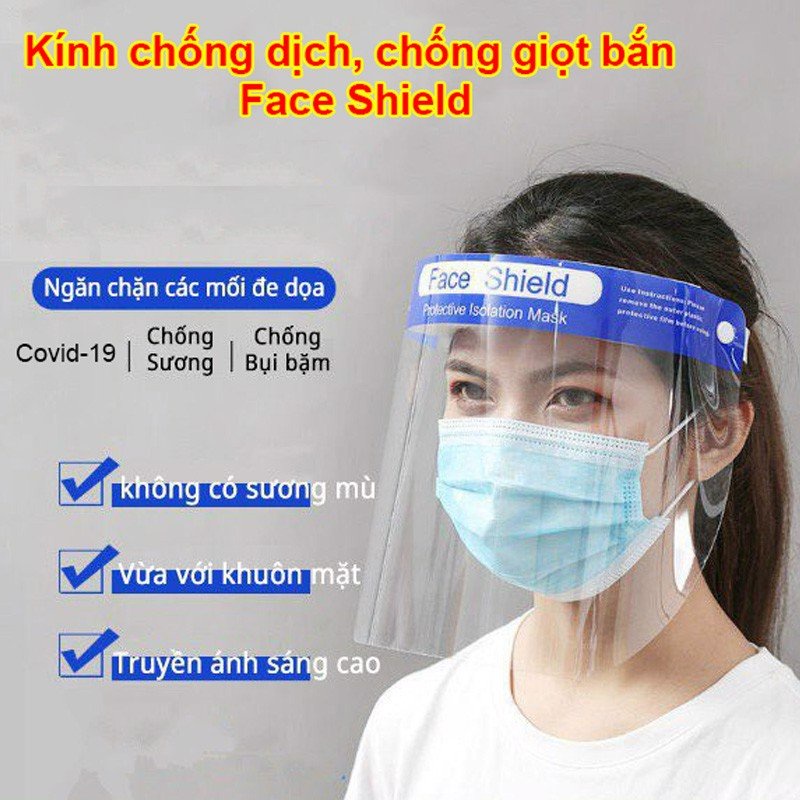 Tắm Chắn Chống Giọt Bắn Trong Suốt Nhựa PET, Che Mặt Phòng Dịch Y Tế Face Shield Mask Chính Hãng - LAI'S STORE