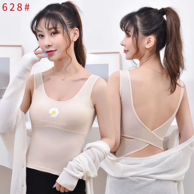 Áo bra tập Gym, Yoga in hoa cúc lưng khoét mẫu mới siêu hót mã LM BR628