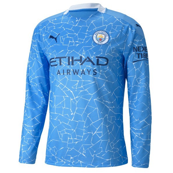 Áo Thun Đá Banh Dài Tay Size S-2Xl Đội Manchester City 2020 / 21