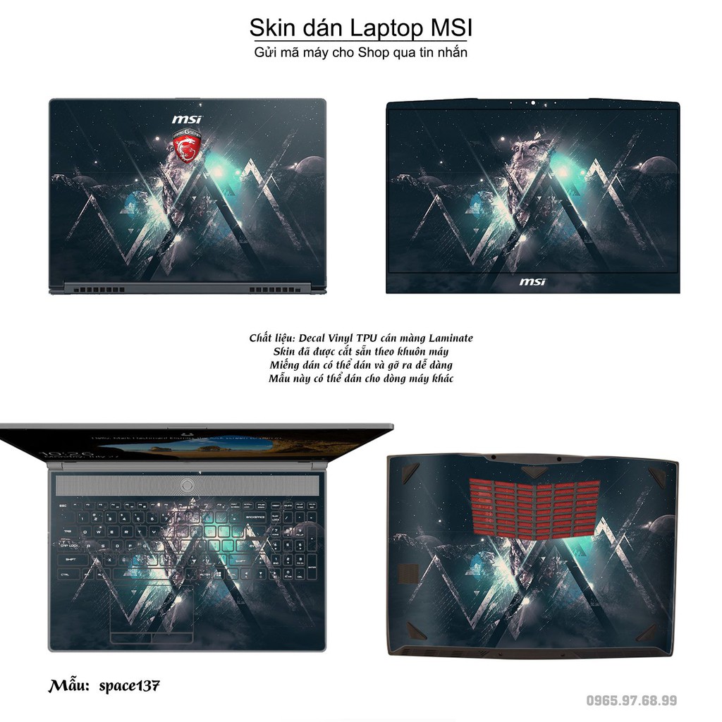 Skin dán Laptop MSI in hình không gian _nhiều mẫu 23 (inbox mã máy cho Shop)