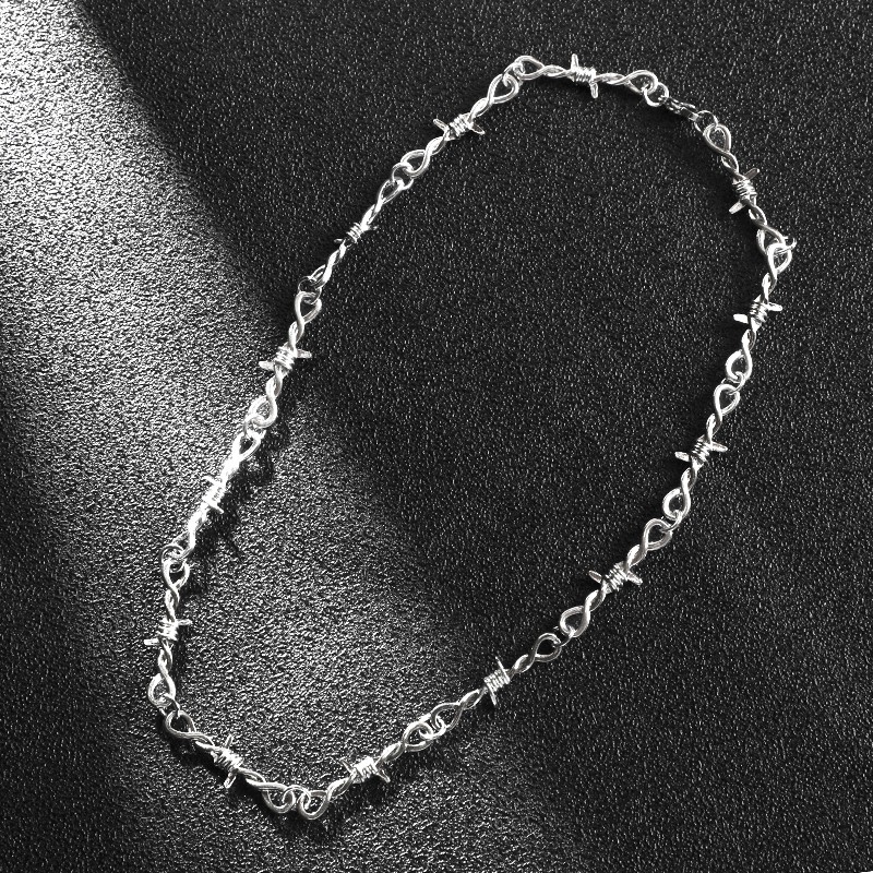 Dây chuyền thiết kế kiểu dây kẽm gai phong cách hip hop độc đáo cá tính thời trang