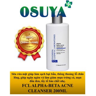 [ CHÍNH HÃNG ] Sữa Rửa Mặt Giảm Mụn, Tẩy Tế Bào Chết, Se Khít Lỗ Chân Lông - FIXDERMA FCL ALPHA-BETA ACNE CLEANSER 200ML