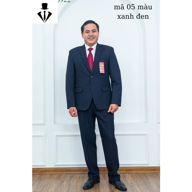Bộ Vest Nam Trung Niên Hồng Ngọc cao cấp, Vest Trung Niên dáng suông hai khuy